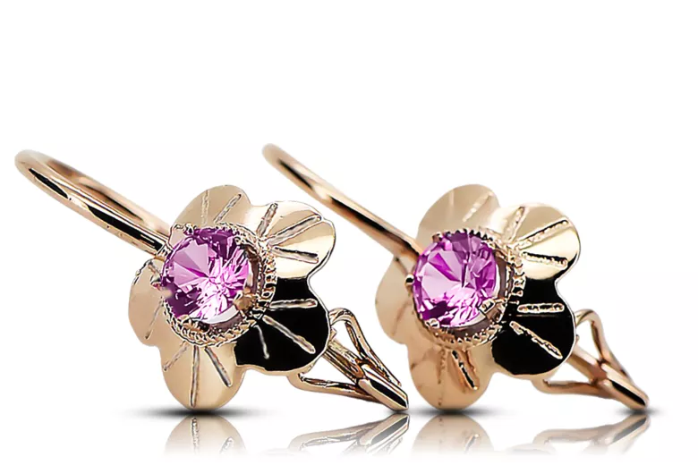 Vintage Jewlery Earrings Amethyst Original Vintage 14K Rose Gold vec028r